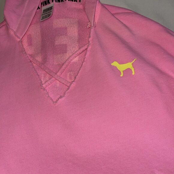 Women's XS Love Pink By Victoria Secret Lace Up Loose Baggie Pullover Hoodie Dog - Picture 3 of 8